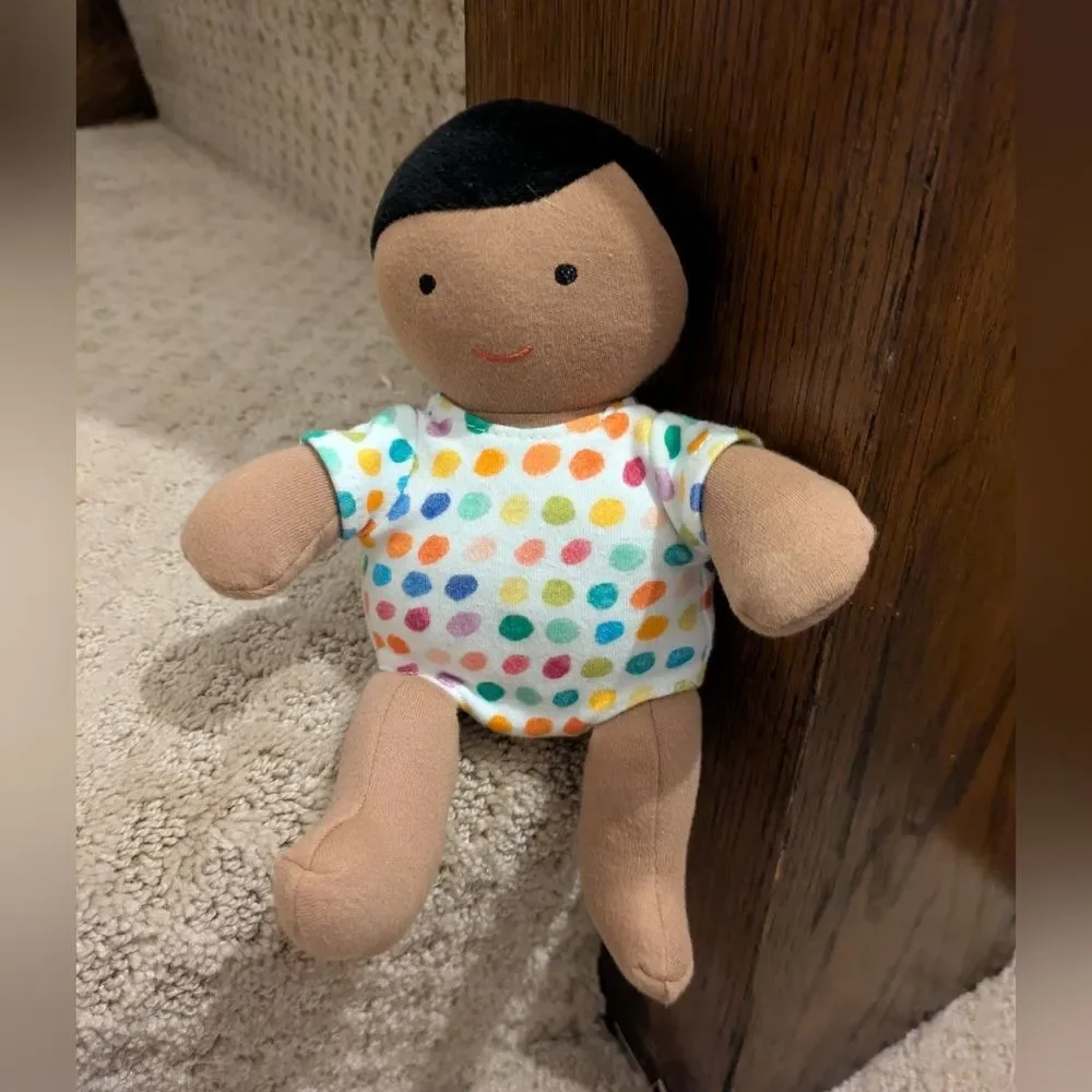 Lovevery Organic Cotton Baby Doll The Thinker Colorful Polka Dot Plush Babbler